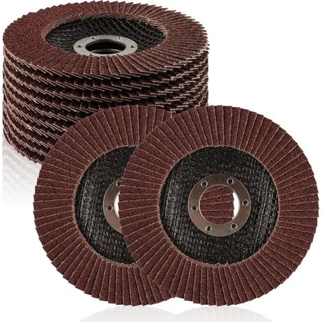 Jeu de 12 disques à polir à tête rabattable, en oxyde d'aluminium, pour meuleuses d'angle (grain 60) (1/4)