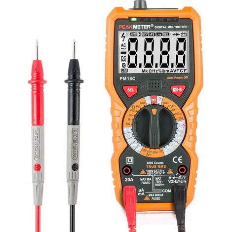 Multimetro digitale PM18C AC/DC, tester elettrico digitale automatico senza contatto, voltmetro, amperometro, ohmmetro, rilevatore di tensione, funzione hold con display retroilluminato. (1/4)