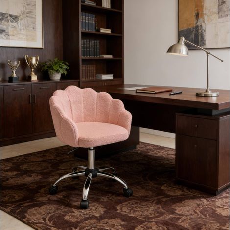 Chaise de bureau moderne réglable en tissu rose, design fleur, pour bureau FloraGrace (1/4)