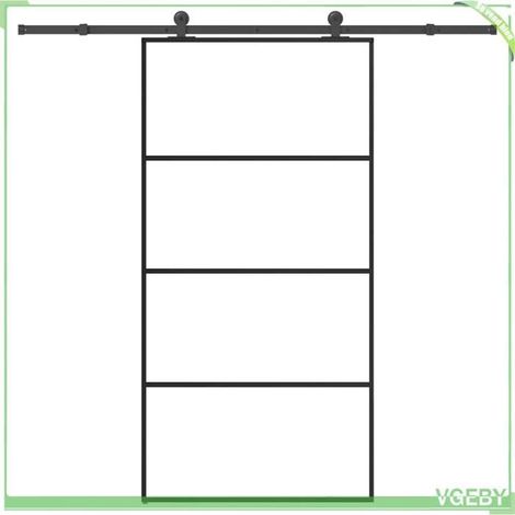 Porte coulissante - 3332879 - Verre ESG dépoli - Aluminium noir - 102,5 x 205 cm (1/5)