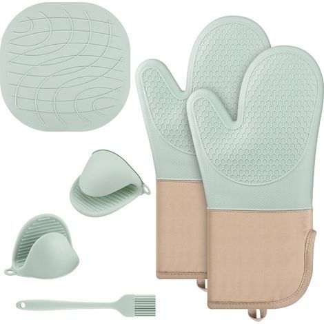 Gants de cuisine en silicone alimentaire, résistants à la chaleur, indispensables en cuisine et faciles à suspendre. (1/5)
