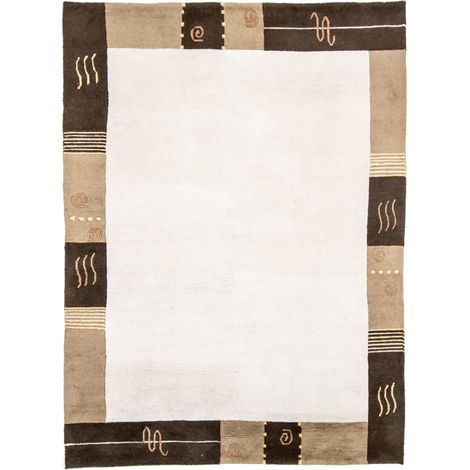 Tapis Népalais Milos - Tapis en laine  - 140x70cm, Rectangular - 95% Laine vierge, 5% Soie - Noué main - Beige (1/5)