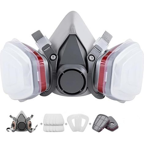 Masque Protection Réutilisable Avec Filtre Anti Poussière,Masque a Gaz Respiratoire avec Filtre pour Pulvérisation,Peinture,Travaux, Produits Chimiques,Bricolage,Ponçage