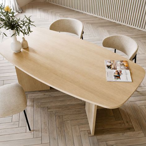 Fester Tisch Milani, 6 Sitzplätze, ovale Form, Gestell in Eicheoptik, 190x100x75h cm Braun Eiche (1/5)