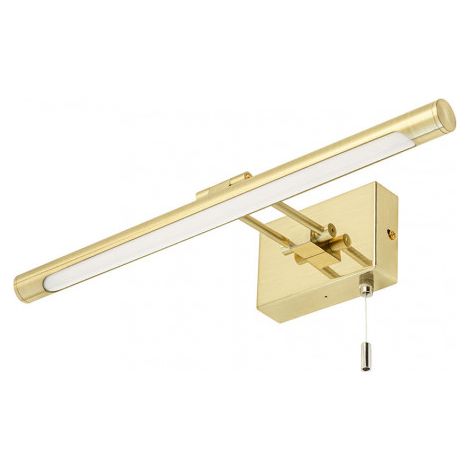 Litecraft Picture Wall Light Bathroom IP44 LED Fitting With Pull Cord - Satin Brass (1/5)