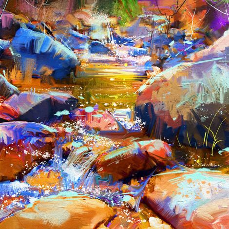 Tableau sur toile peinture rocher 30x30 cm - Impression sur Toile Murale Décorative - Image imprimée en HD sur Toile - Toile sur Châssis en Bois FSC - Fabriqué en France