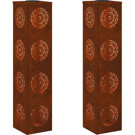 Lumière de chemin LED solaire 2 pcs Rouillé Acier patiné
