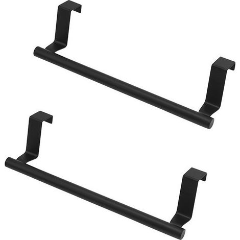 Porte-Serviettes en Fil d'acier, Support de Rangement pour Porte de Salle de Bain, Cintre à Chiffons sans Perforation, 24cm,noir,2 pièce