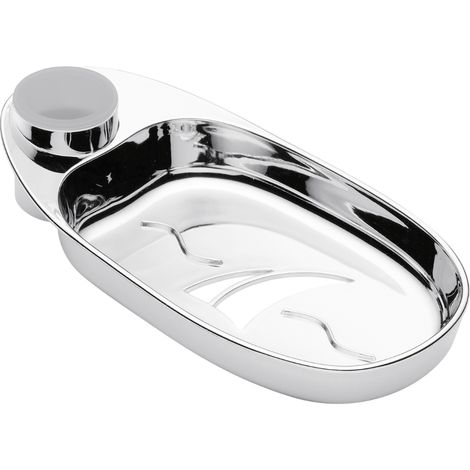 Schläfer 2817023 Portasapone Universale per Asta Saliscendi Doccia Regolabile, "Sail", Pratico con Adattatore Diametro Tubo Ø 18mm Ø 22 mm e Ø 25mm, Mensola per Doccia in ABS, Cromo. (1/5)