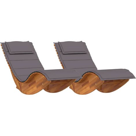 Maison Exclusive - Lettino da sole 2 pcs Marrone Legno di Acacia Massello