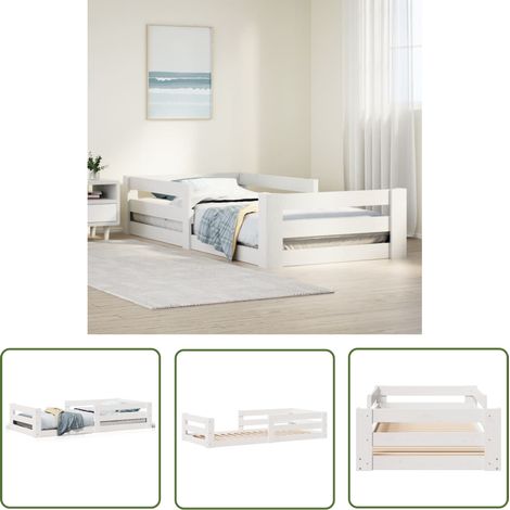 vidaXL Massivholzbett ohne Matratze Weiß 75x190 cm Kiefernholz (1/5)