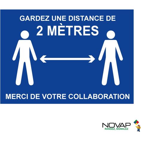 Panneau Garder une distance de 2 mètres - Rigide A4 - 4600314