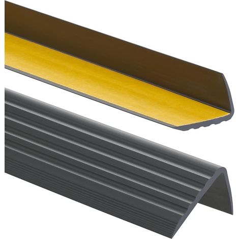Nez de marche PVC autoadhésif - 1 Pièce - Noir Antidérapant - Protection Bord Escalier Sans Perçage - Intérieur Extérieur - 41x25x90cm (1/5)