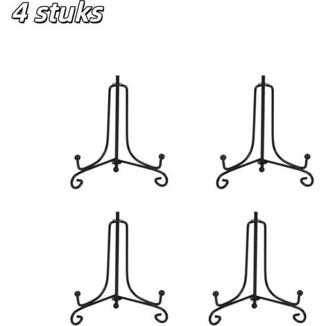 Ensemble de 4 pièces - Présentoir - Chevalet en fer forgé - Convient pour exposer des photos, des cadres photo et des œuvres d'art - Idéal pour décorer une table dans une chambre - 12,7 cm - Zwart (1/5)