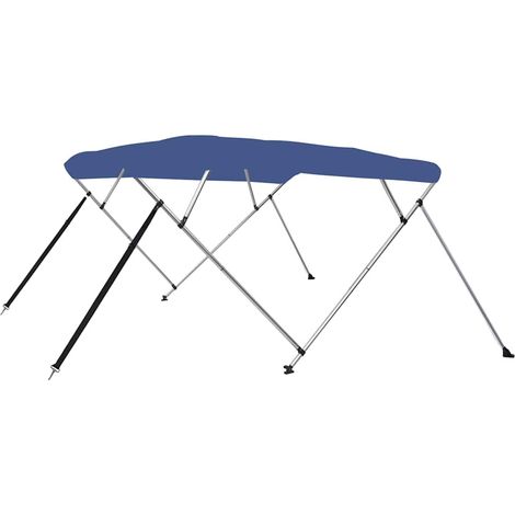 Auvent Bimini à 4 arceaux pour Bateau - Bâche pour Bateau Bleu 243x210x137 cm BV360941 - BonneVie (1/5)