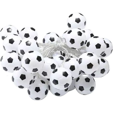 Guirnalda de 30 luces LED con forma de balón de fútbol, ideal para interiores, exteriores y jardines. Una mágica decoración luminosa con forma de balón de fútbol para el hogar y el dormitorio. (1/5)