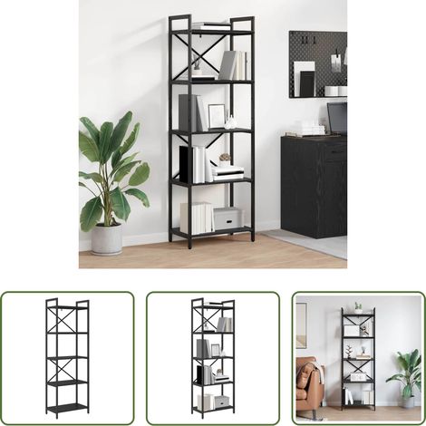 vidaXL Étagère chêne noir - Étagère Chêne noir 56 x 34 x 171 cm Bois d'ingénierie (1/5)