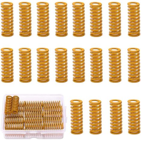 20 Pièces 8 x 20mm Ressort de Compression d'Imprimante 3D, Compression Charge légère Moulde Die Spring, pour Creality CR-10 10S S4 Ender 3 Carte Mère Bottom Connect Leveling, Jaune (1/5)