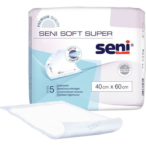 Alèse absorbante 40 cm x 60 cm Seni Soft Super, lot de 5 (1/3)