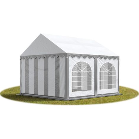 3x3 mTendone per feste PREMIUM PVC grigio-bianco 100% impermeabile Gazebo da giardino Tendone da esterno Tenda party
