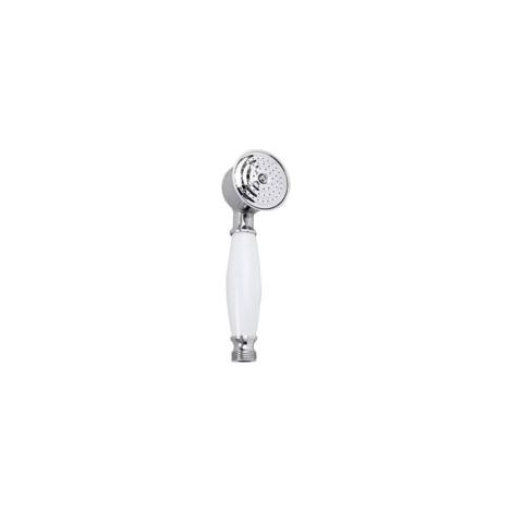 Pommeau de douche anti-calcaire en argent avec poignée en céramique blanche - Ensemble complet pour salle de bain - (1/5)