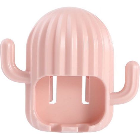 Support Pour Brosse À Dents - Fixation Adhésive Sans Perçage - Design Cactus - Aération Inférieure - Évacuation Eau - PP - 11 x 9,5 x 4 cm - 1 Pièce (1/3)