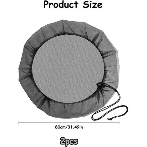 Housse de Pluie Ronde de 80 cm, Filet de Protection Réglable avec Cordon de Serrage, 2 Pcs (1/4)
