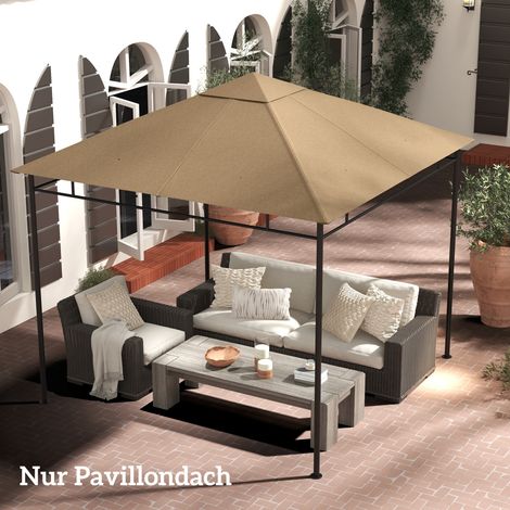 Ersatzdach für Gartenpavillon, Polyester, 2,98 x 2,95 m, Beige