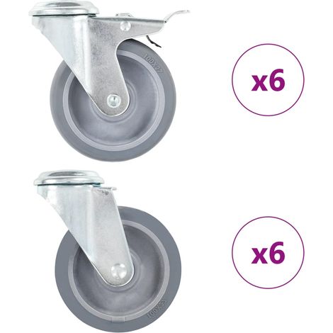Ruedas giratorias con agujero pasador 12 unidades 100 mm vidaXL