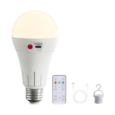 Ampoules LED E27 sans fil rechargeables avec télécommande – 5000 mAh – 3 températures de couleur – Autonomie 12-30h – Intensité variable (1/5)