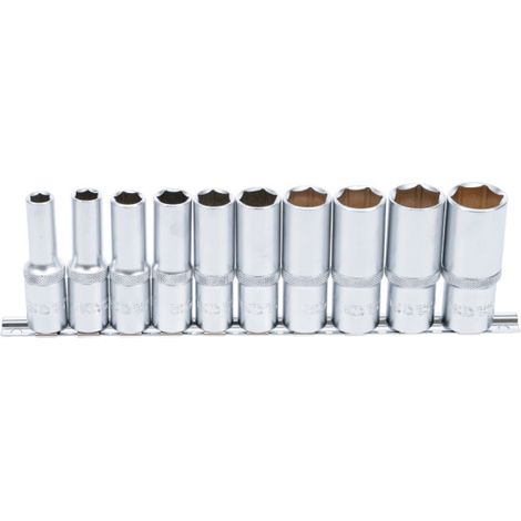 BGS Jeu de douilles à six pans profonds entraînement carré intérieur 12,5 mm (1/2") tailles en pouces 10 pcs - 2435 (1/4)