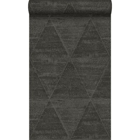 papier peint triangles métalliques vieillis, altérés et touchés noir - Origin Wallcoverings (1/5)