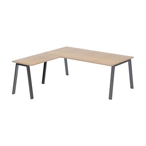 Bureau d'angle manager chêne clair L 200 x P 200 piètement métal anthracite - Arch - Maxiburo