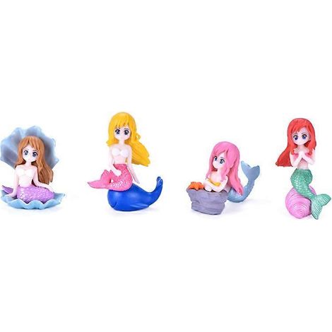 Lot de 4 figurines miniatures Petite Sirène pour aquarium, décoration de gâteaux et loisirs créatifs. (1/5)