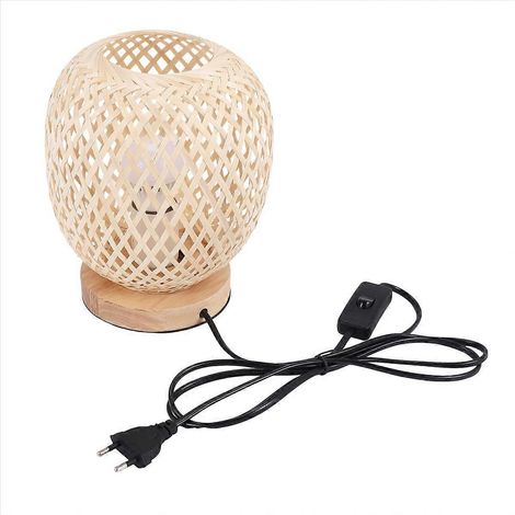 Lampe de Table en Bambou et Rotin, Lampe de Nuit pour Bureau et Chevet, Déco DIY, Prise UE (1/5)