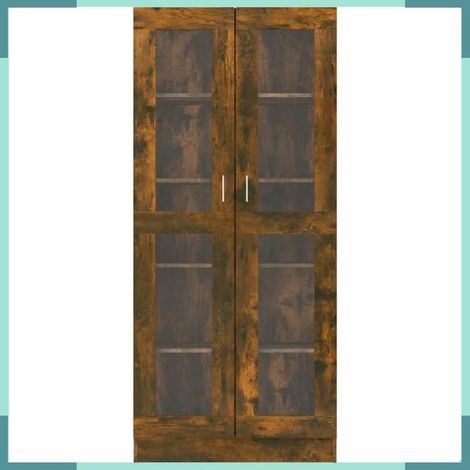 815621 Armoire à vitrine Chêne fumé 82,5x30,5x185 cm Bois ingénierie (1/5)