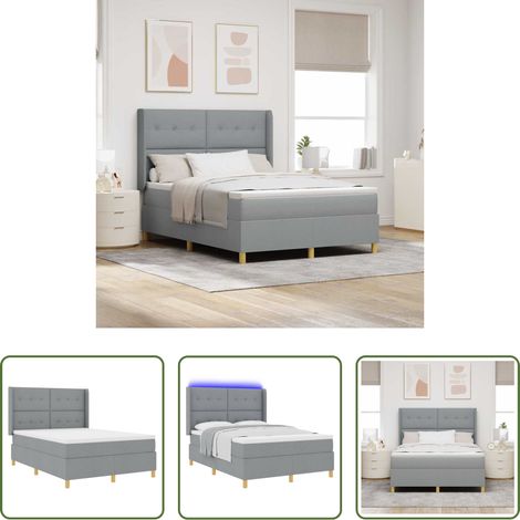 vidaXL Stoffbett - Boxspringbett mit Matratze Hellgrau 140 x 200 cm Stoff (1/5)