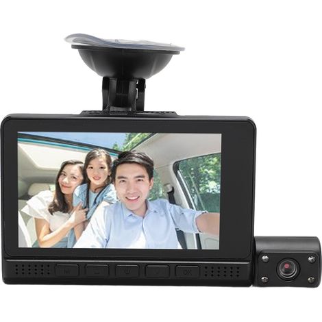 Caméra embarquée 3 canaux rotative 1080p Full HD, écran tactile IPS 4 pouces, détection de mouvement, enregistrement en boucle, stabilisation anti-vibration (1/5)