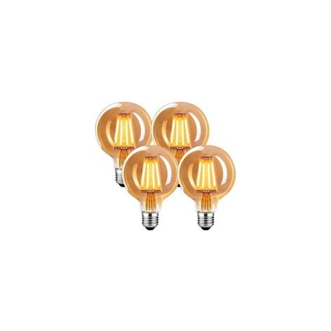 Ampoules LED rétro E27, dimmables 4 W G80, blanc chaud 2700 K, idéales pour suspensions, lampes de table et appliques murales - Lot de 4 (1/5)