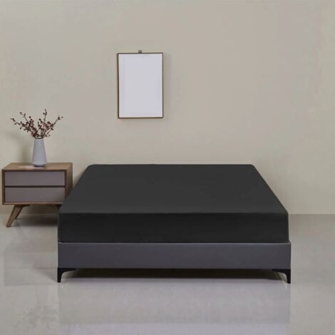 Pair Drap de lit, de lit imperméable à l'eau, poly, 203x99cm, noir, set de 1 pièce