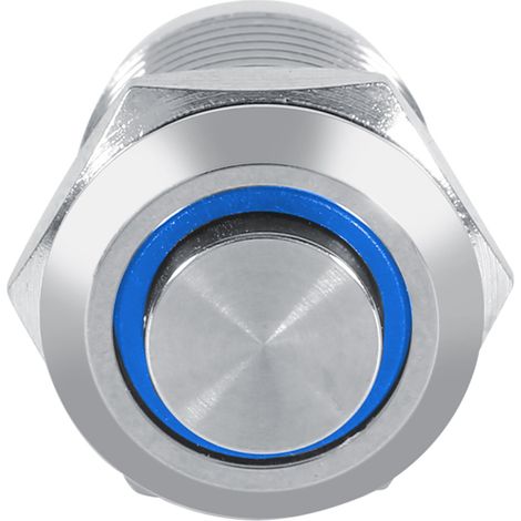 Interrupteur à bouton poussoir momentané 12mm étanche en métal, 4 broches, LED bleue 3V, montage affleurant (1/2)