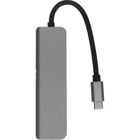 Hub USB-C 5 en 1 : interface multimédia HD, 2 ports USB 3.0, 2 ports USB 2.0, compatible USB-C PD, 4K 30 Hz, Plug and Play, gris FO. (1/5)