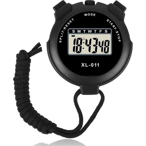Chronomètre électronique étanche multifonction, montre numérique sport outdoor ABS avec sangle, minuterie intervalle pour arbitre, noir (1/5)