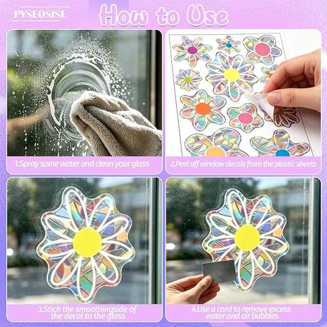 Autocollants de Fenêtre Prisme Décors de Fenêtre Floraux pour Fenêtres et Portes Vitrées (1/3)