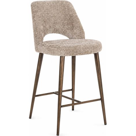 Tabouret de comptoir bouclette confortable - beige lovely nature et bronze (1/5)