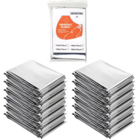 12 Pièces Couverture de Survie, 210×160cm Couverture Thermique Extra Large Réutilisable en Argent, Couverture de Survie d'urgence pour Randonnée, Camping, Survie, Premiers Secours (1/5)