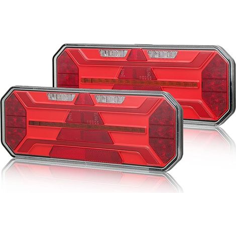 Led Ensemble Feux Arrière De Remorques12V24V,2PCS Feu Eclairage Remorque LED Dynamiqu,Feux Arriere Homologue,LED Indicateur Éclairage Antibrouillard Recul Etanche Tracteur Homologué E-Mark (1/5)