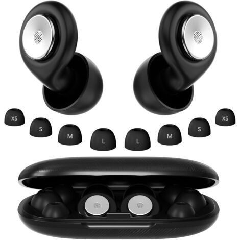 Earplugs for Sleeping, 2026 New 45dB Reusable Noise Reduction for Sleeping, Earplugs Hearing Protection Good for Sleeping/Studying/Traveling/Concerts, 4 Sizes (XS/S/M/L) - Black (1/5)