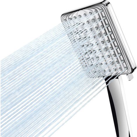 Handbrause mit 6 Strahlarten, Hochdruck, Wassersparend, Regendusche, Silber (1/5)