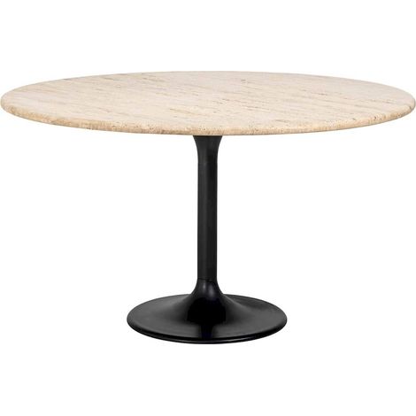 Table à manger élégante en travertin - Noir et beige élégant (1/2)